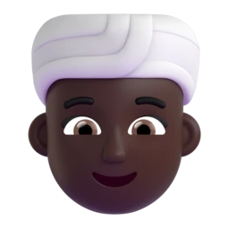 Woman wearing turban: dark skin tone animated emoji