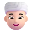 Woman wearing turban: light skin tone 3D animated emoji