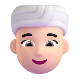 Woman wearing turban: light skin tone animated emoji