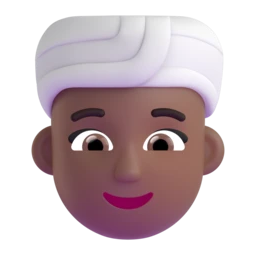 Woman wearing turban: medium-dark skin tone animated emoji