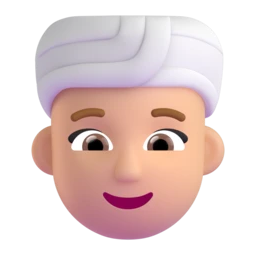 Woman wearing turban: medium-light skin tone animated emoji