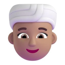 Woman wearing turban: medium skin tone animated emoji