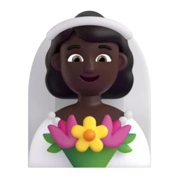 Woman with veil: dark skin tone animated emoji