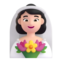 Woman with veil: light skin tone animated emoji