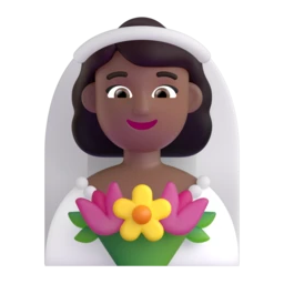 Woman with veil: medium-dark skin tone animated emoji
