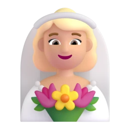 Woman with veil: medium-light skin tone animated emoji
