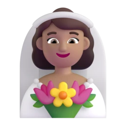Woman with veil: medium skin tone animated emoji