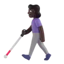 Woman with white cane: dark skin tone 3D animated emoji