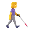 Woman with white cane facing right 3D animated emoji