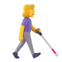 Woman with white cane facing right animated emoji