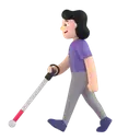 Woman with white cane: light skin tone 3D animated emoji