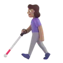 Woman with white cane: medium skin tone 3D animated emoji