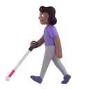 Woman with white cane: medium-dark skin tone 3D animated emoji