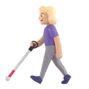 Woman with white cane: medium-light skin tone 3D animated emoji