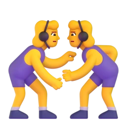 Women wrestling animated emoji