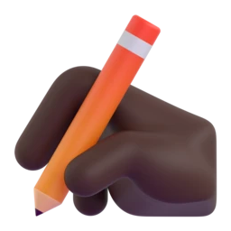 Writing hand: dark skin tone animated emoji