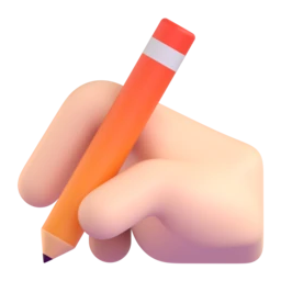 Writing hand: light skin tone animated emoji