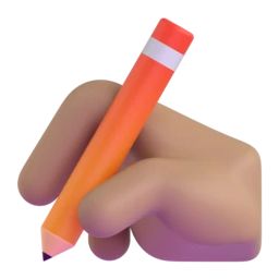 Writing hand: medium skin tone animated emoji