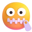 Zipper-mouth face 3D animated emoji
